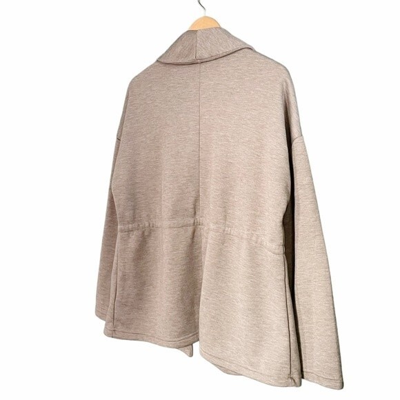 Fabletics Sage Coat Sandstone Terry Fleece Athleisure Cozy Cardigan Size Medium - Picture 8 of 11